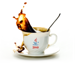 Java logo on cup of coffee